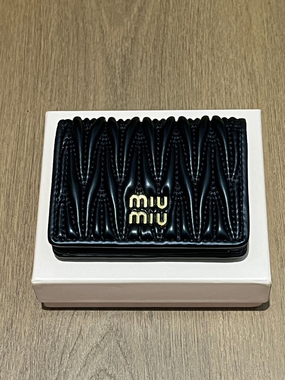 Miu Miu Small Black Matelassé Nappa Leather Wallet