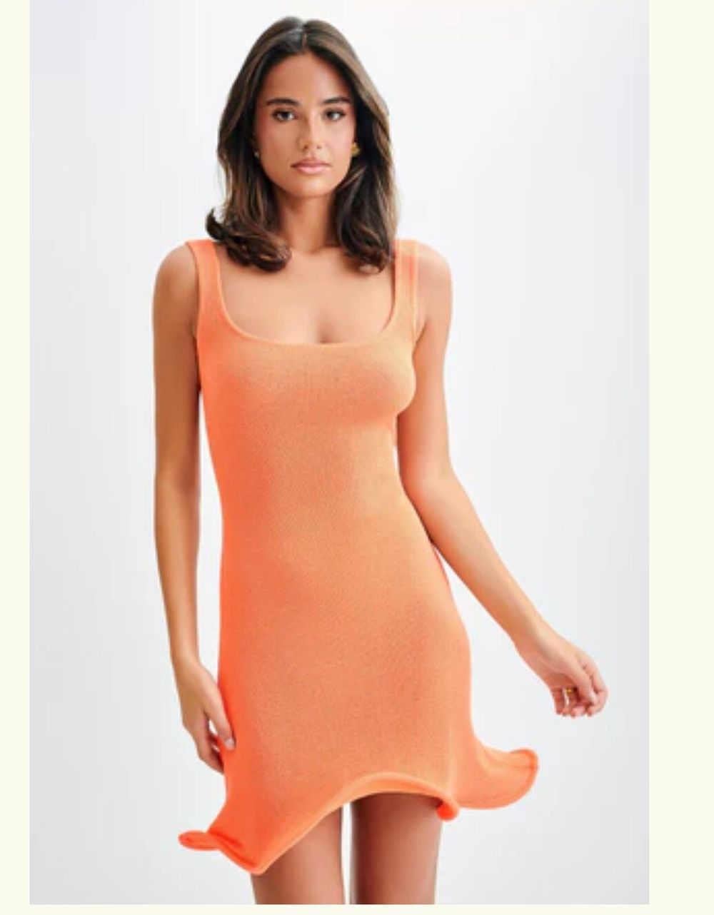 Meshki - Meshki Orange knite Mini Dress on Designer Wardrobe Meshki - Meshki Orange knite Mini Dress on Designer Wardrobe