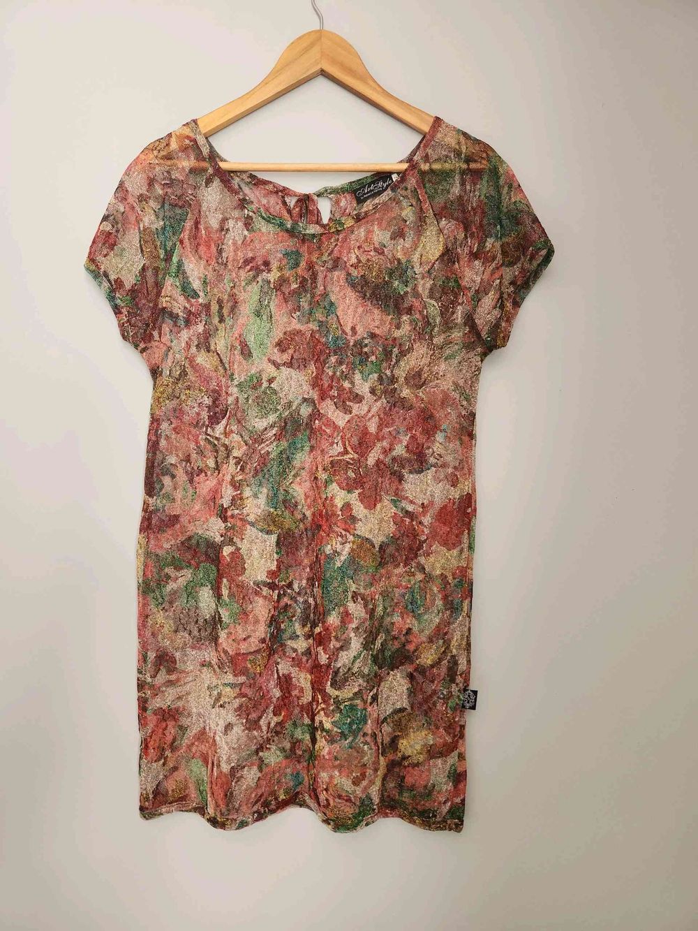 Art Style (by Rebecca Herring) Semi Sheer Floral Tunic - Sz 12