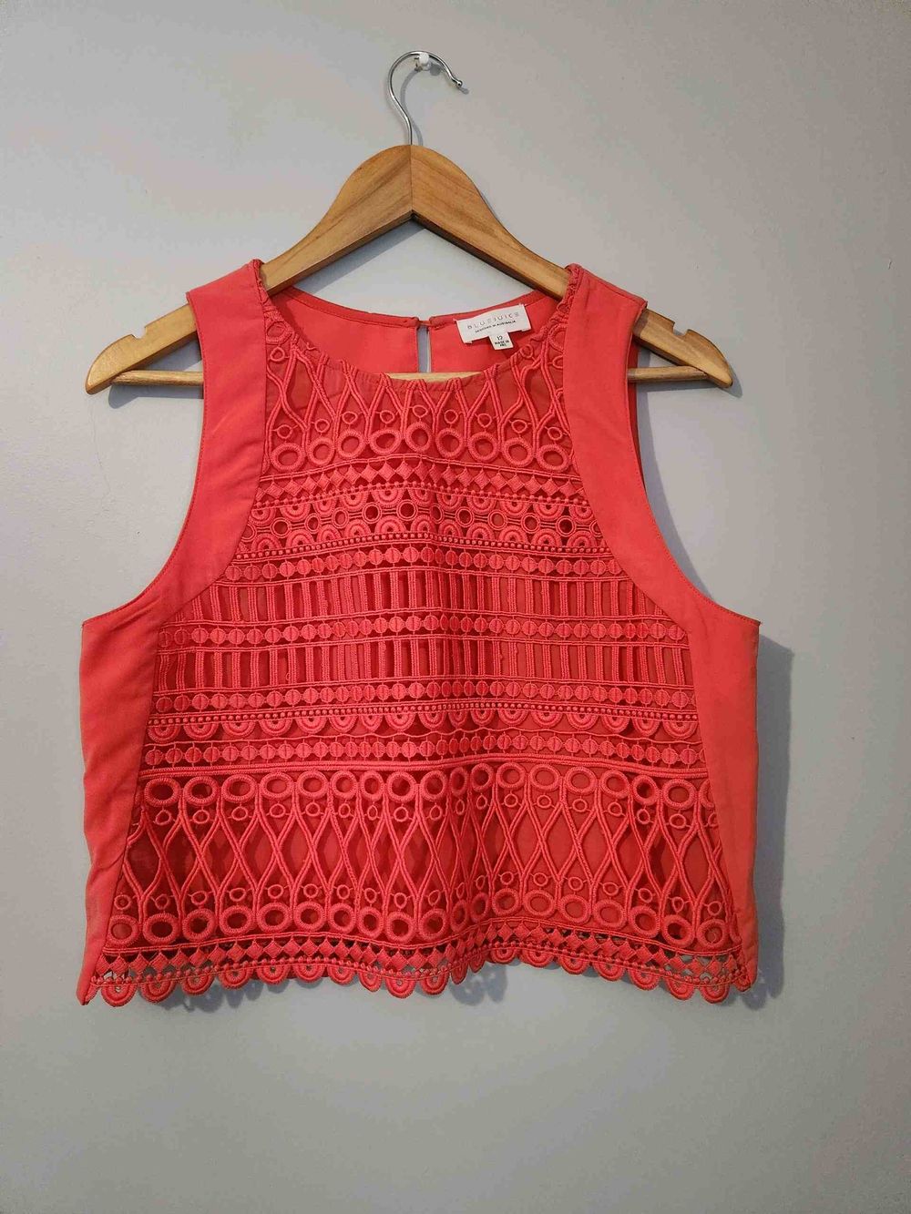 Bluejuice Coral Lace Panel Top
