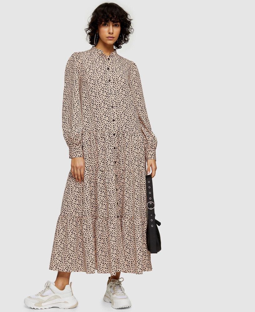Topshop Pink Black Animal Print Maxi Dress