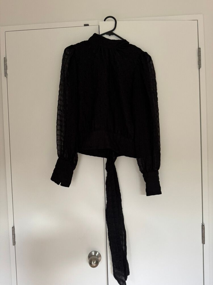 H&M Black Sheer Tie-Front Blouse