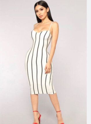 slim fit dress slacks Yarn Dyed Striped Dress