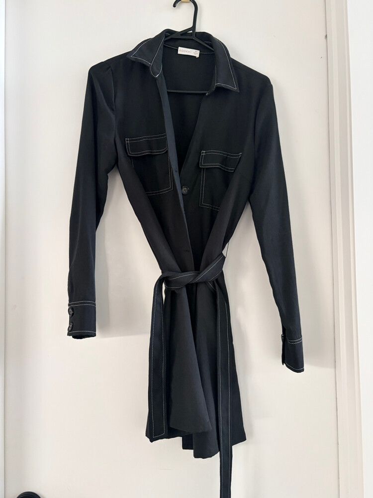Kookai Black Long Sleeve Shirt Dress NEW