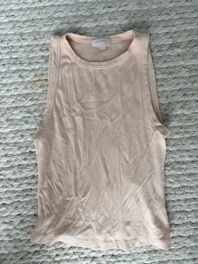 Kookai cotton ribbed tank and long sleeve in peachy nude