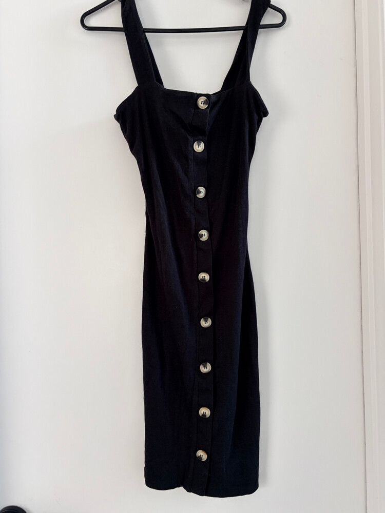 kookai black cotton ribbed dress NEW