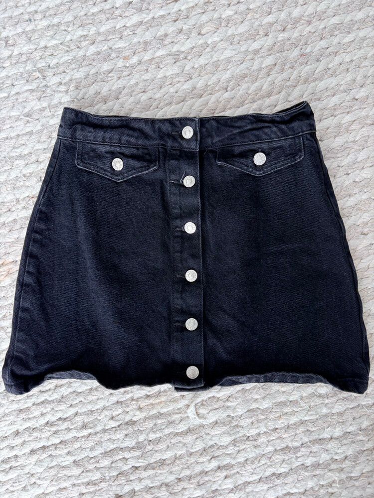 topshop black denim mini