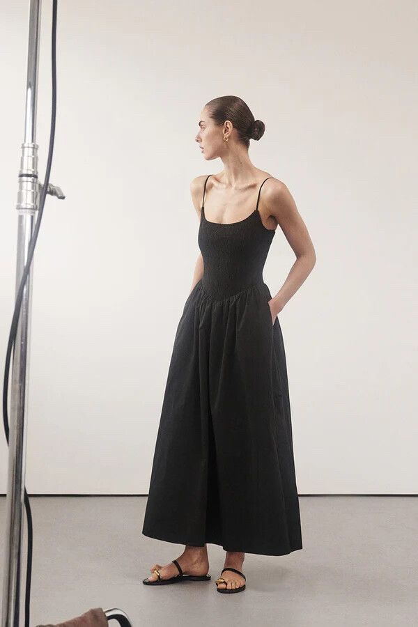 milano black cotton midi dress DISSH MILANO BLACK COTTON MIDI DRESS by Dissh