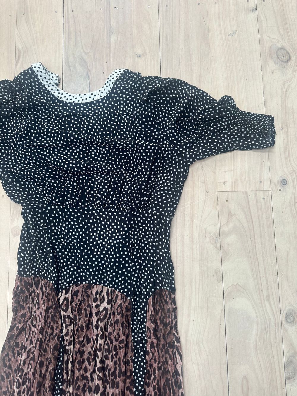 knee length dresses for ladies Meg Leopard Midi Dress in Black Leopard Polka Dot main image 1
