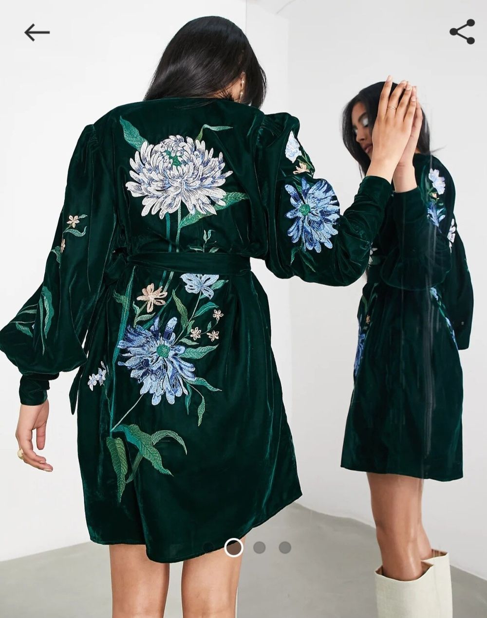 Asos Edition - Emerald green velvet kimono dress on Designer Wardrobe