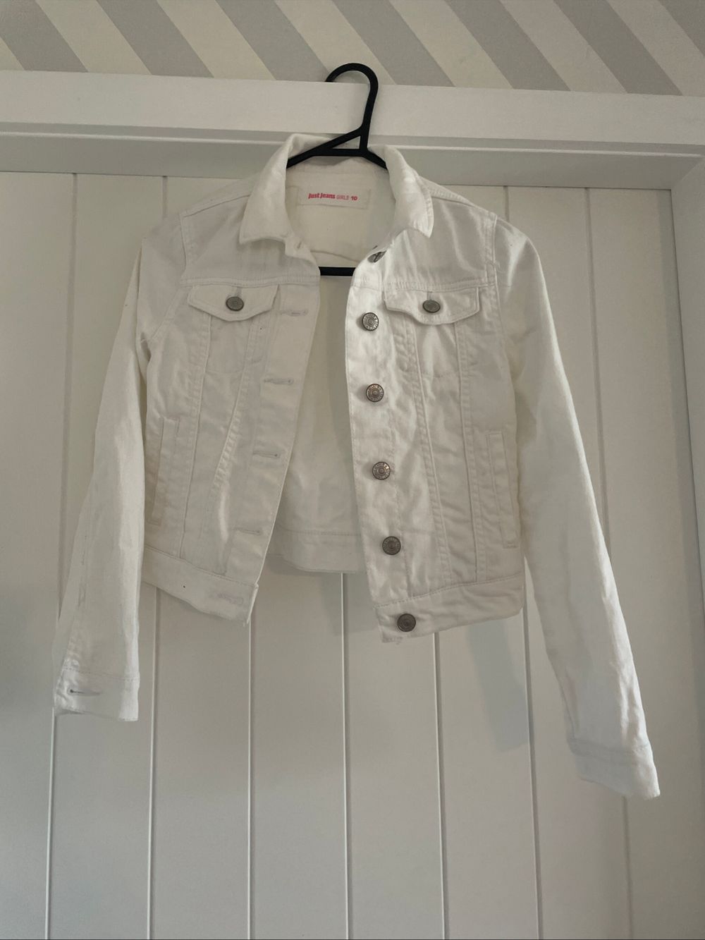 Girls Just Jeans white denim jacket