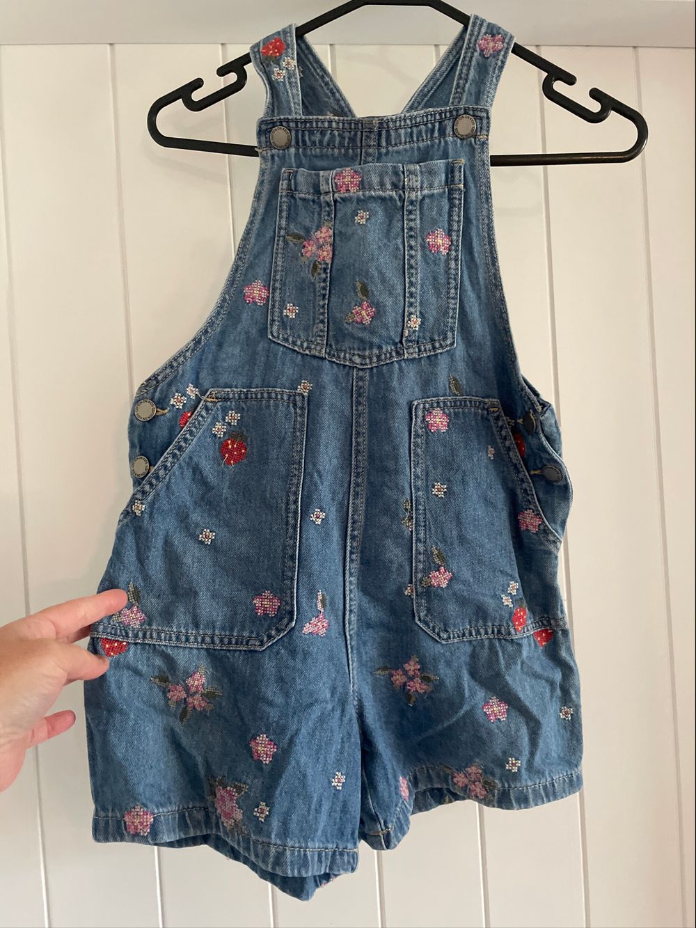 Denim Floral Overalls