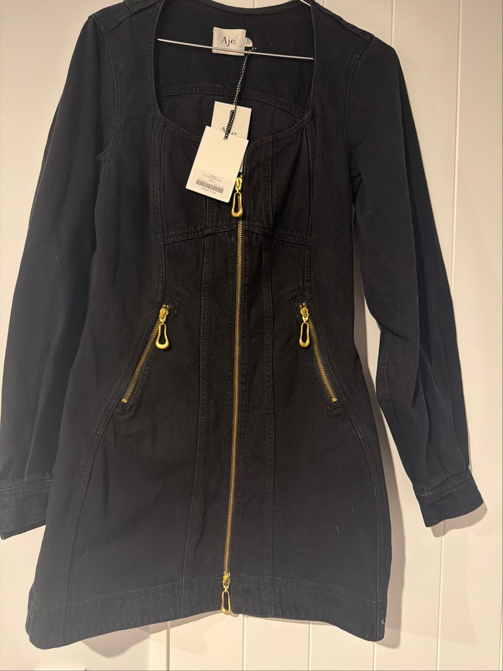 Aje - Aje Black Denim Dress on Designer Wardrobe