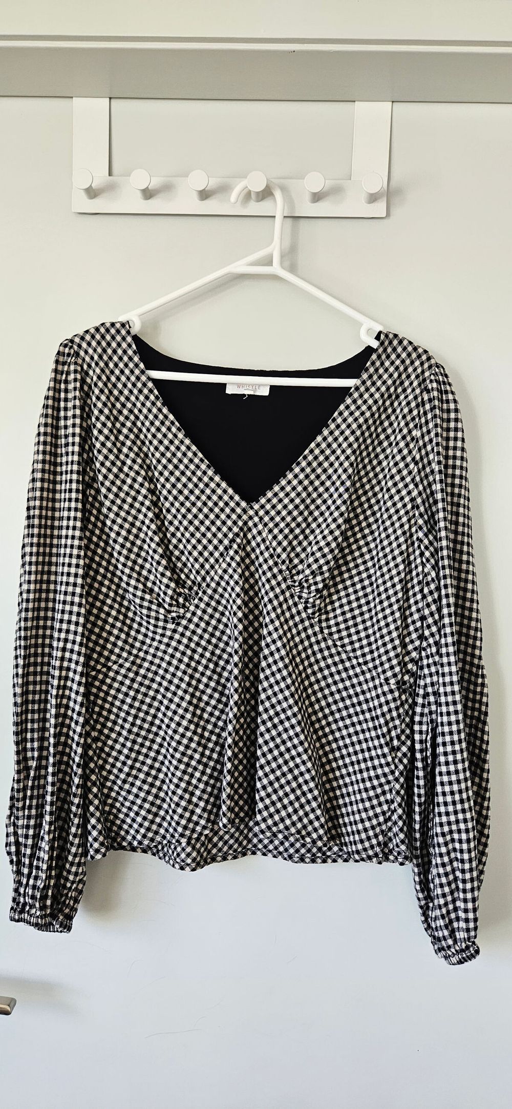 Whistle Black White Gingham Top