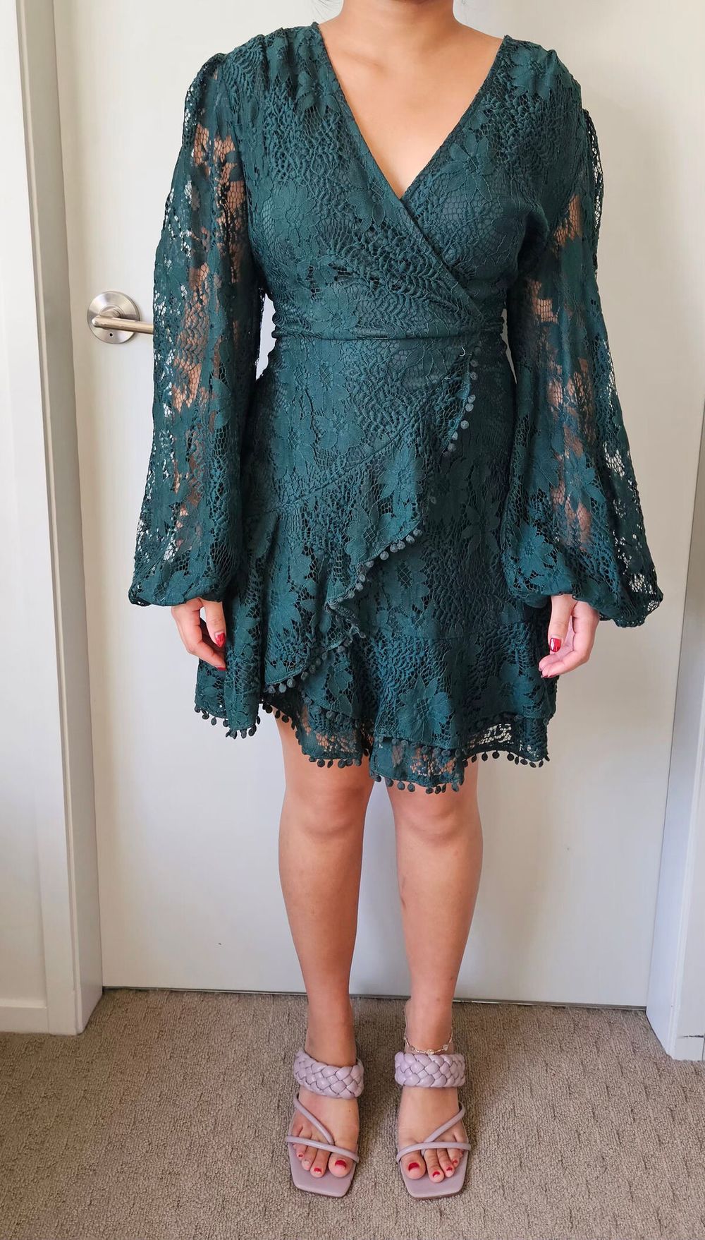 plus size green christmas dress Wholesale A-Line Lace Chiffon Evening Dresses Plus Size