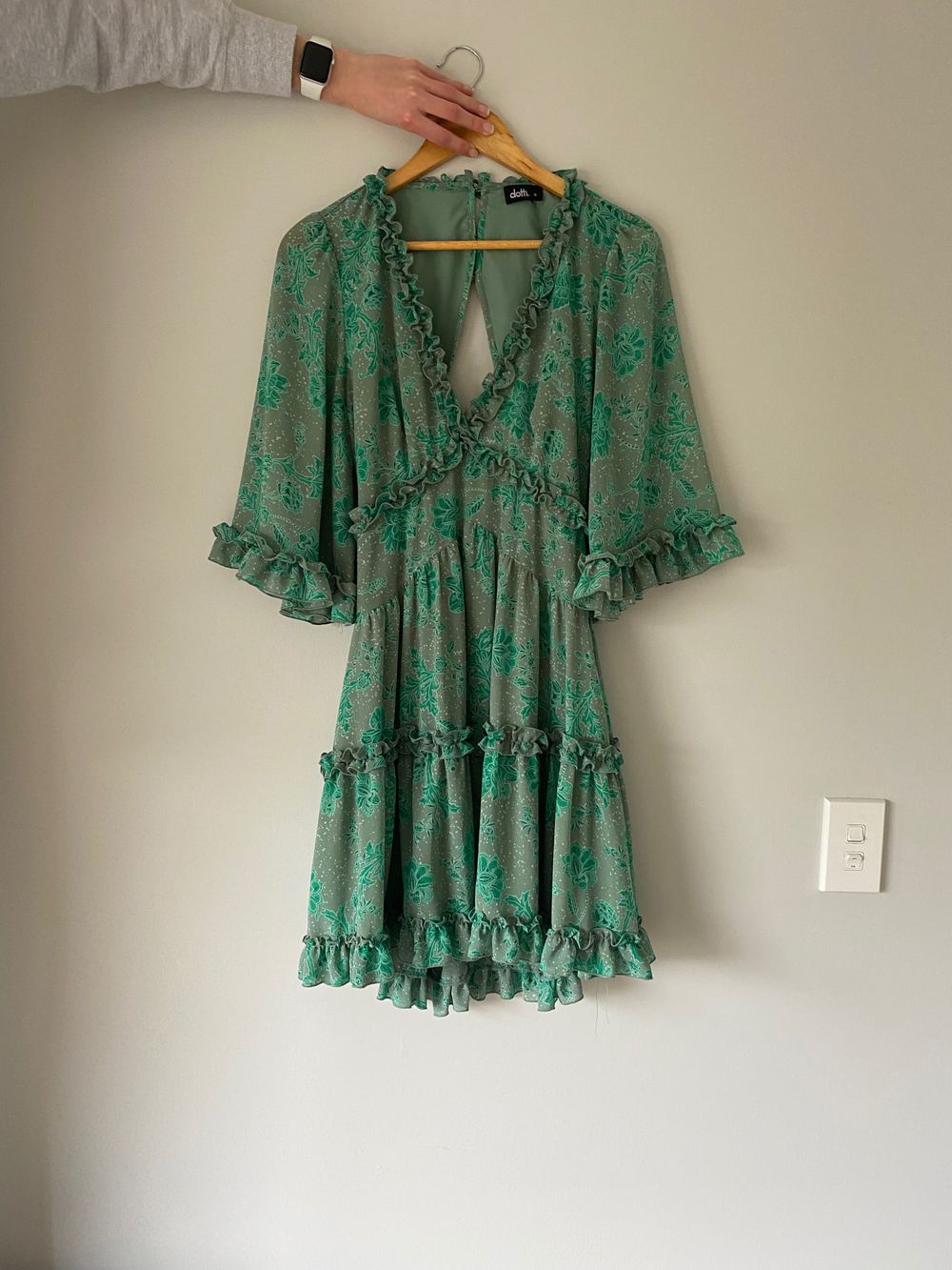 Dotti - Dotti green floral mini dress on Designer Wardrobe Dotti - Dotti green floral mini dress on Designer Wardrobe