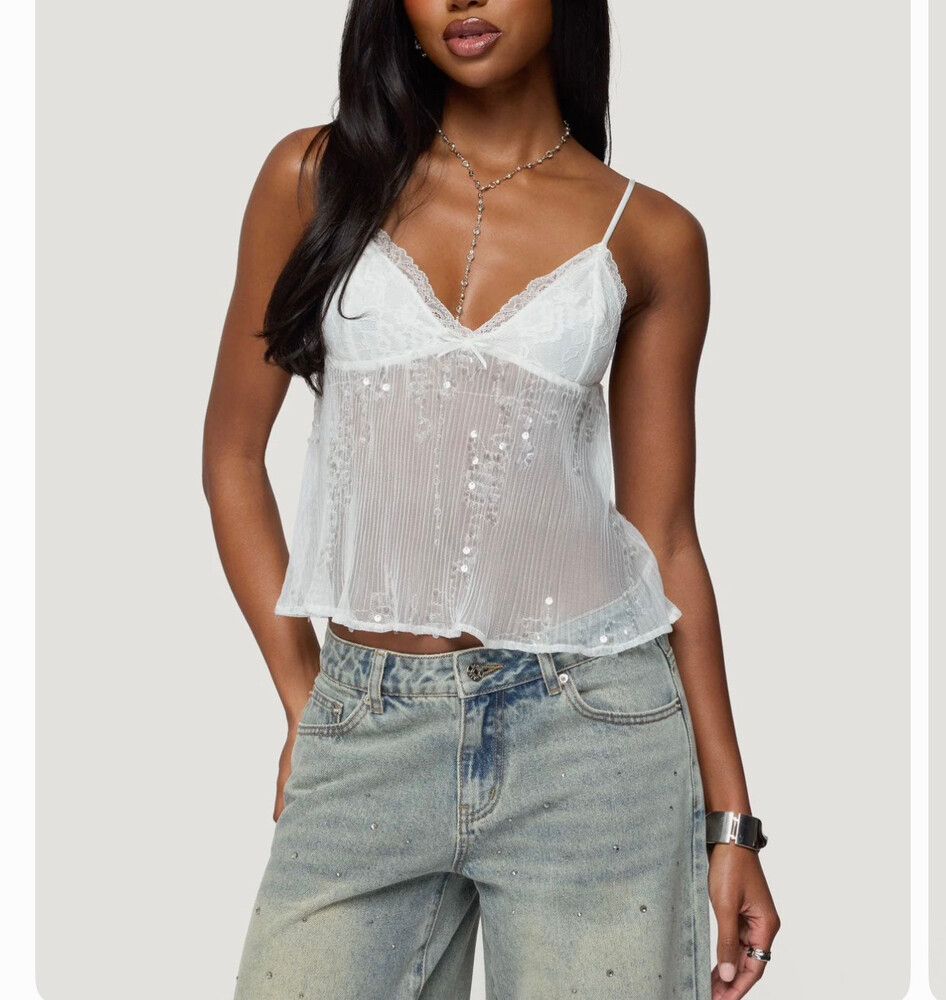 edikted sequin babydoll top