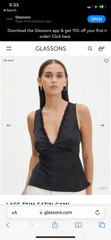 lace trim satin camisole top