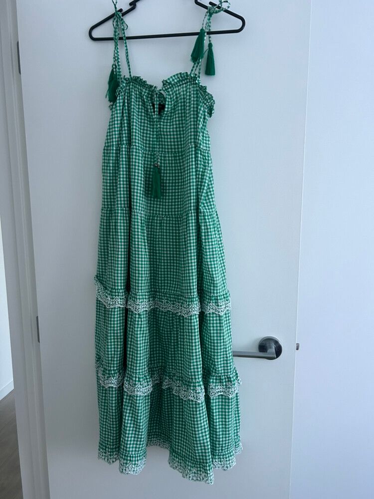 J.Crew - J. Crew Green Gingham Sundress With Tassels XXS/XS on Designer Wardrobe J.Crew - J. Crew Green Gingham Sundress With Tassels XXS/XS on Designer Wardrobe