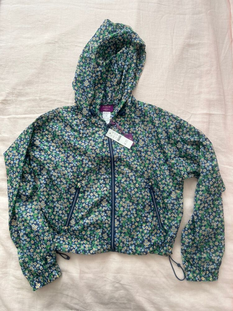 J. Crew X Liberty London Cropped Floral Windbreaker Jacket XS NWT