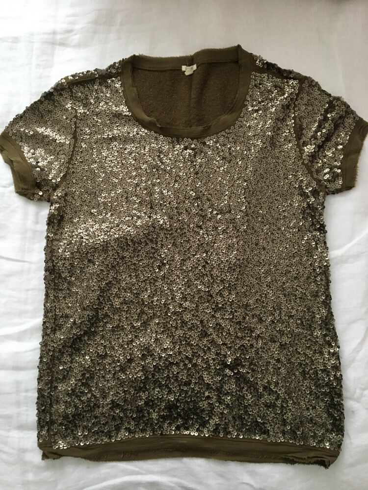 J.Crew Olive Sequin T-Shirt XS