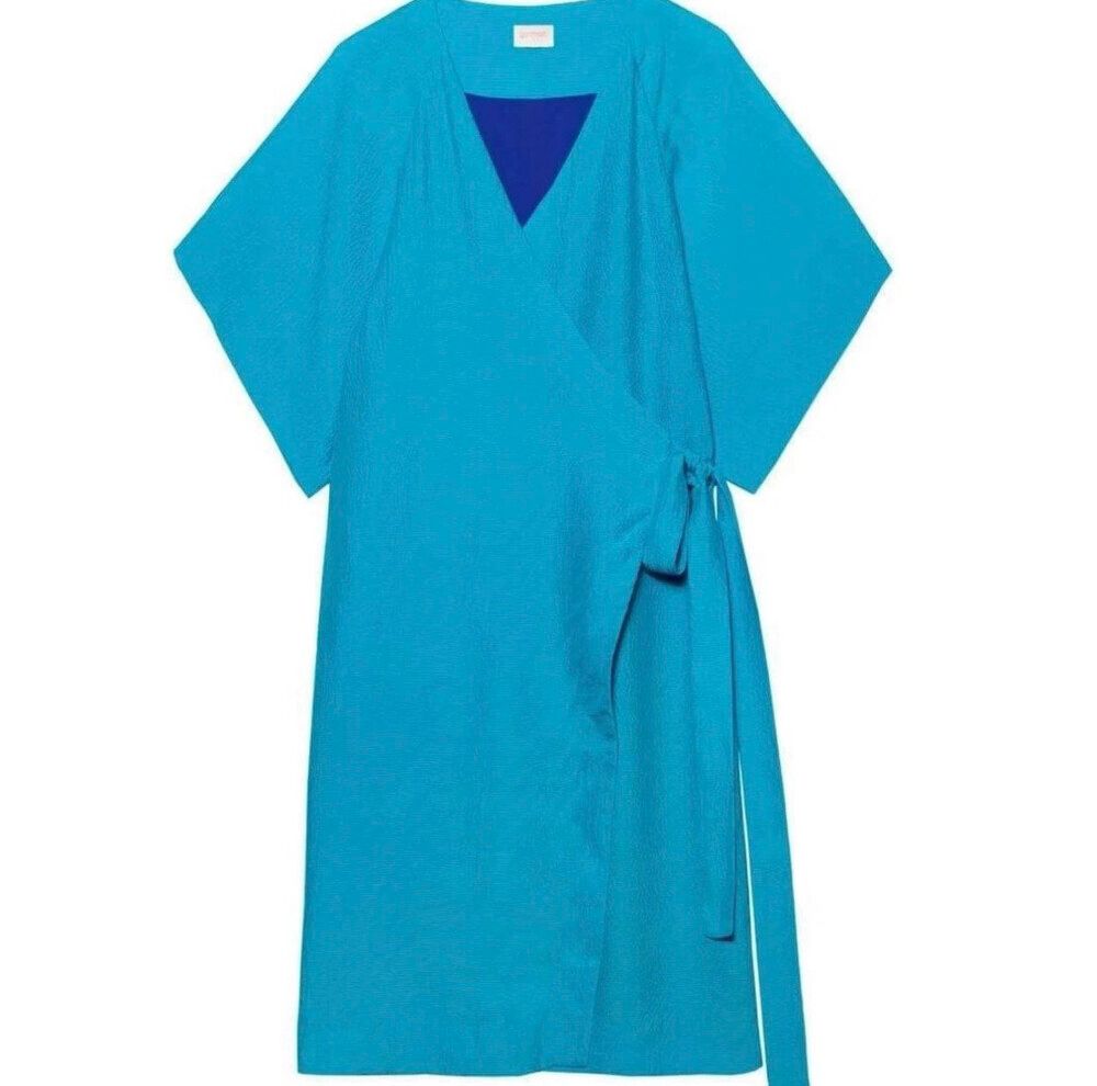 Gorman Silk Wrap Dress Blue | Size Small