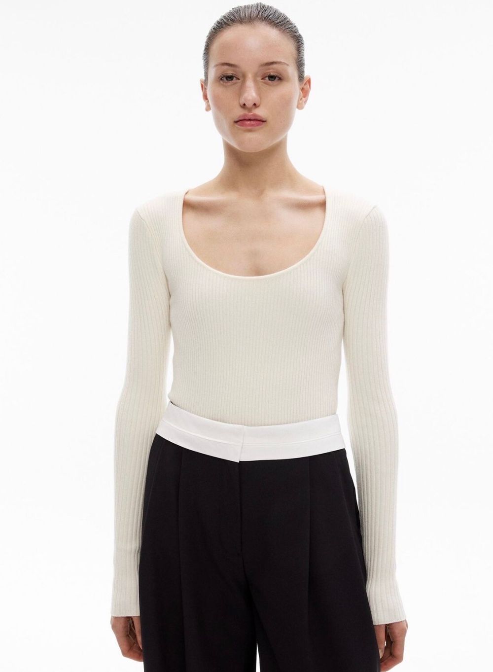 Witchery Cream Cashmere Blend Ribbed Knit Jumper