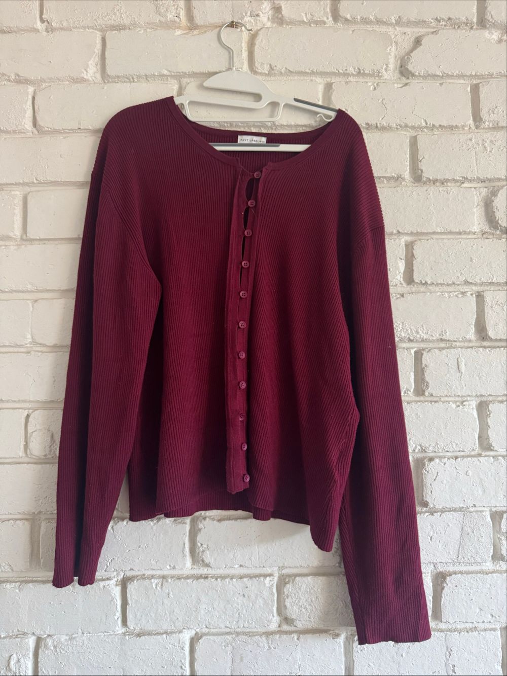 Fayt Label Burgundy Ribbed Cardigan