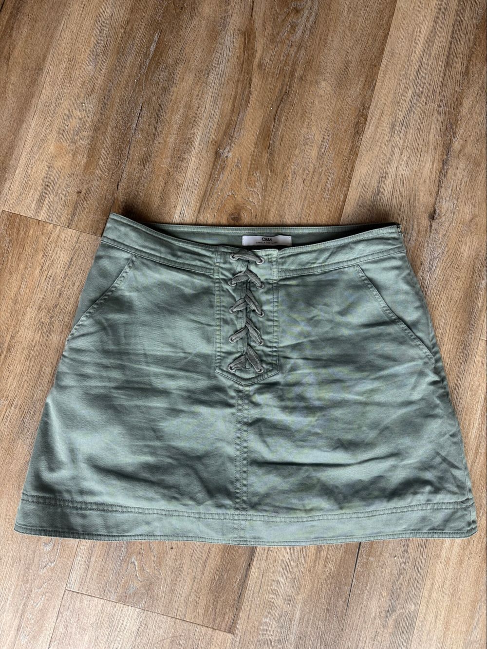 Camilla and Marc Khaki Lace-Up Mini Skirt