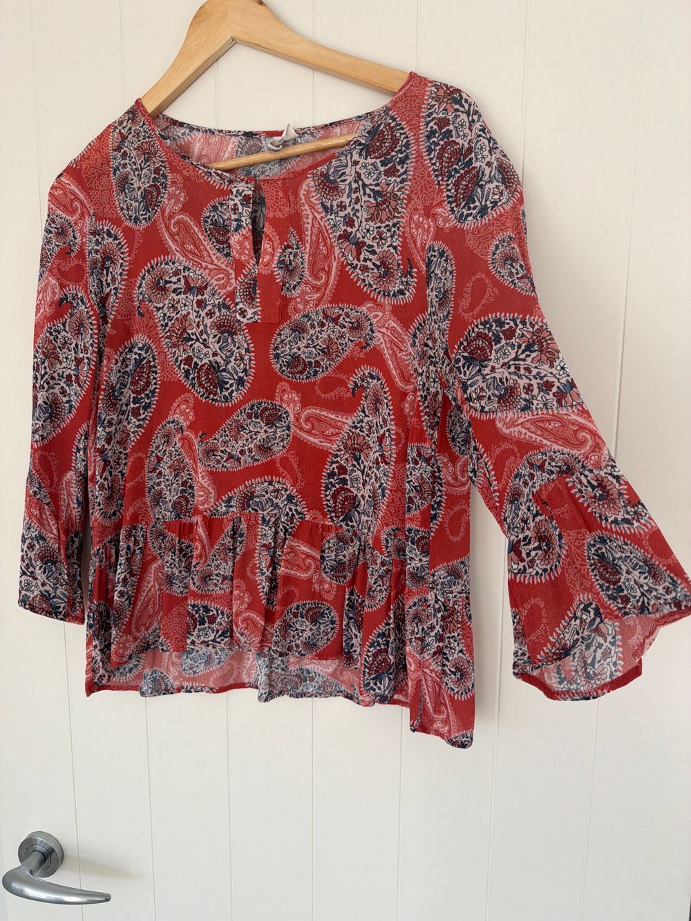 Loobies Story Red Paisley Print Top