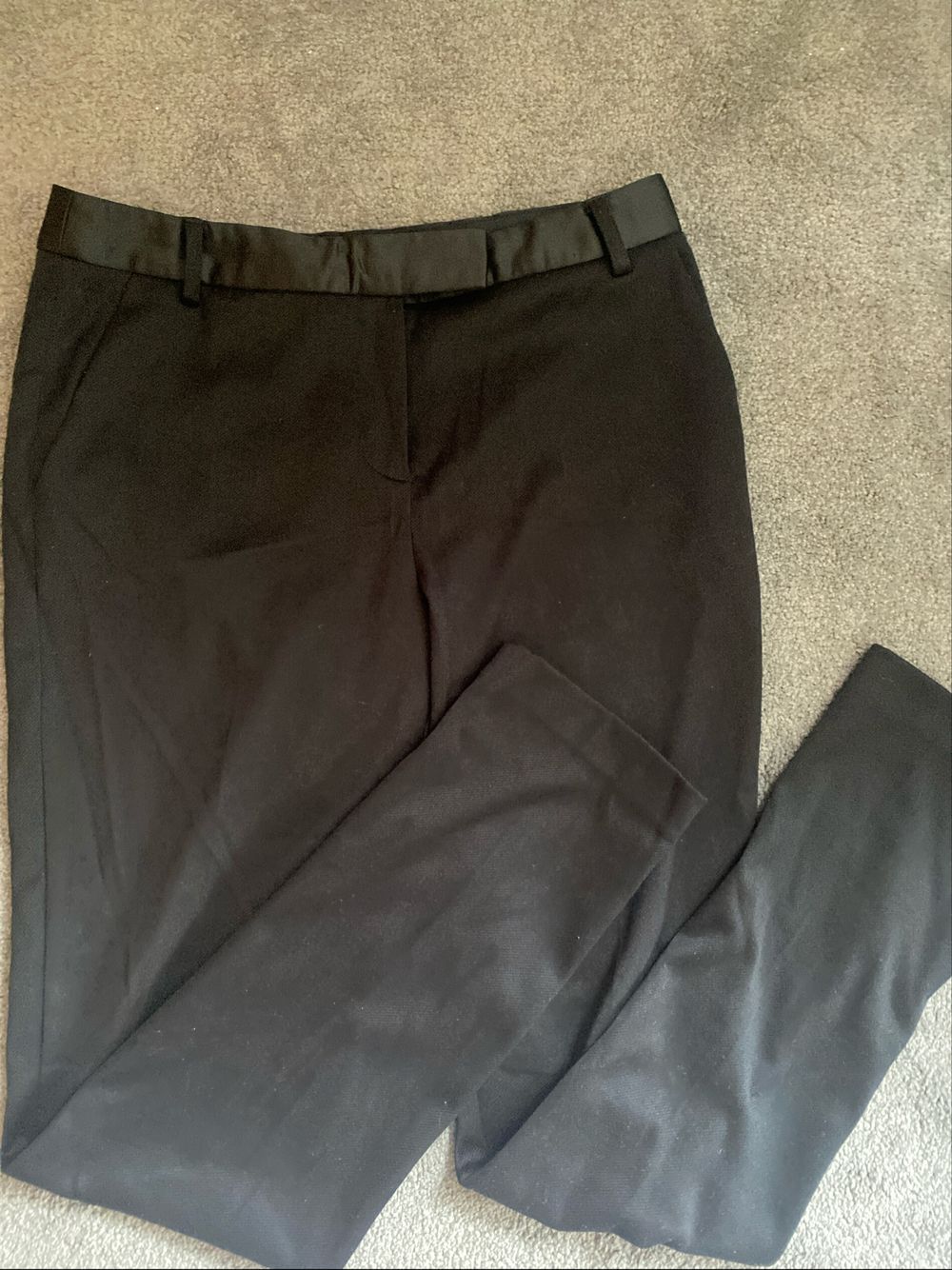 Next Black Work Pants With Sateen Trim