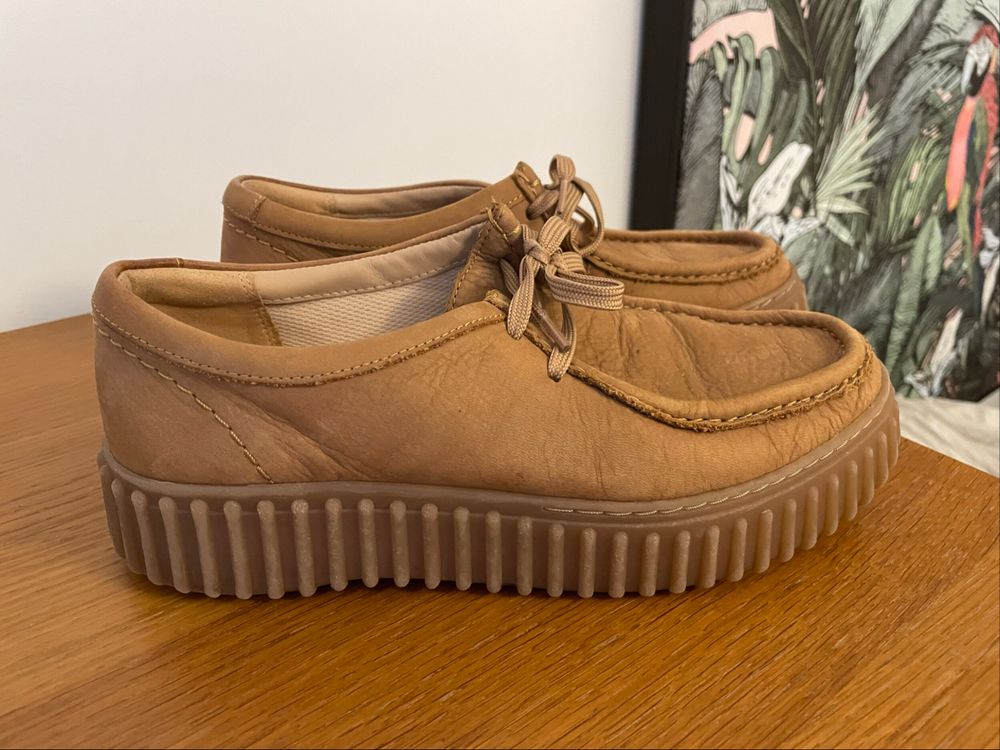 Clarks Tan Torhill Bee Platform Shoes
