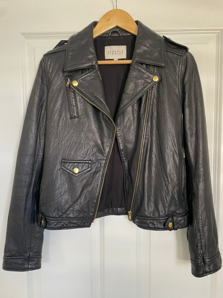 Claudie Pierlot Black Lamb Leather Jacket, 36 / 8