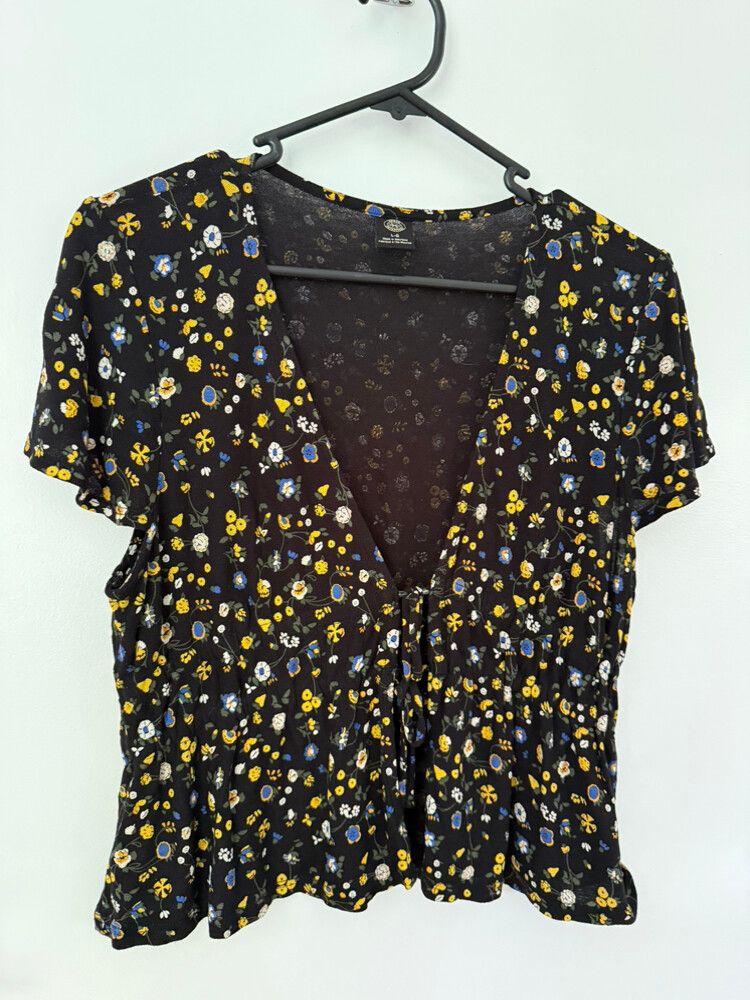 Floral Crop Tie Top