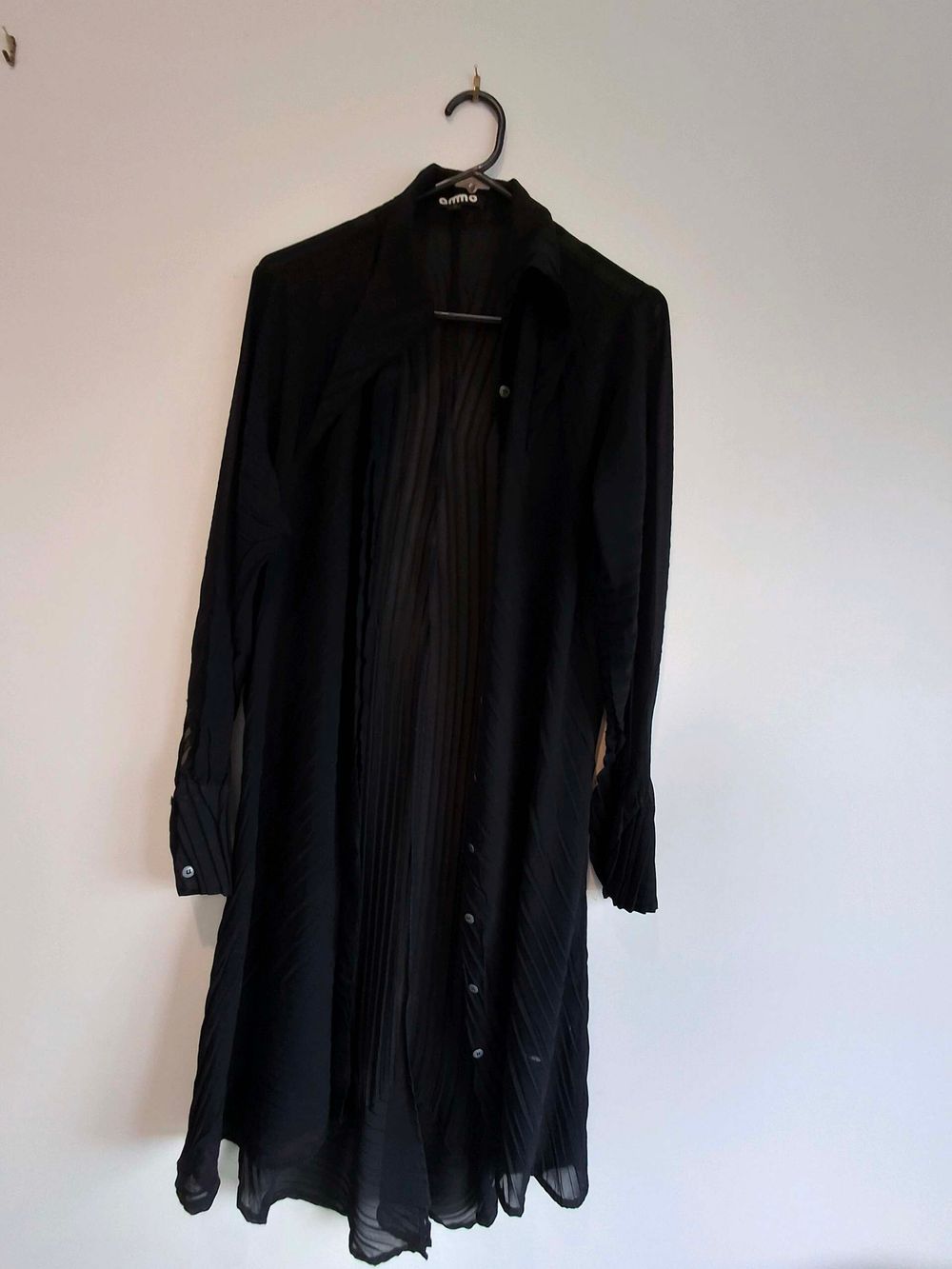 sheer long shirt with collar sleeve