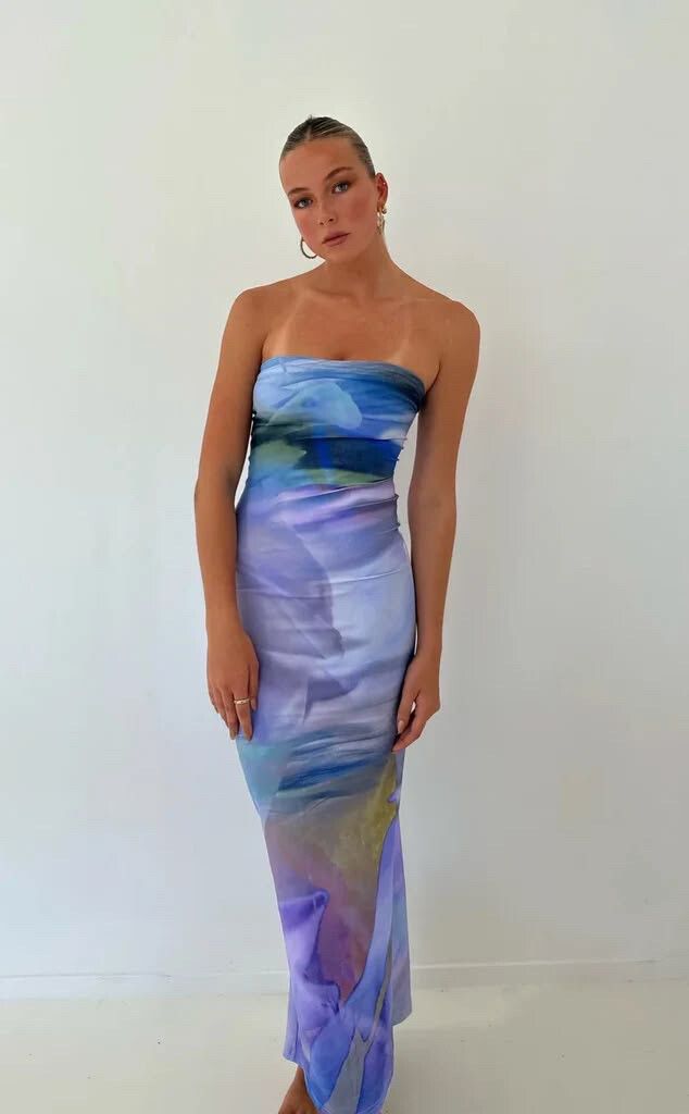 strapless open back dress Gaia Gown Lilac  Formal Gown Australia
