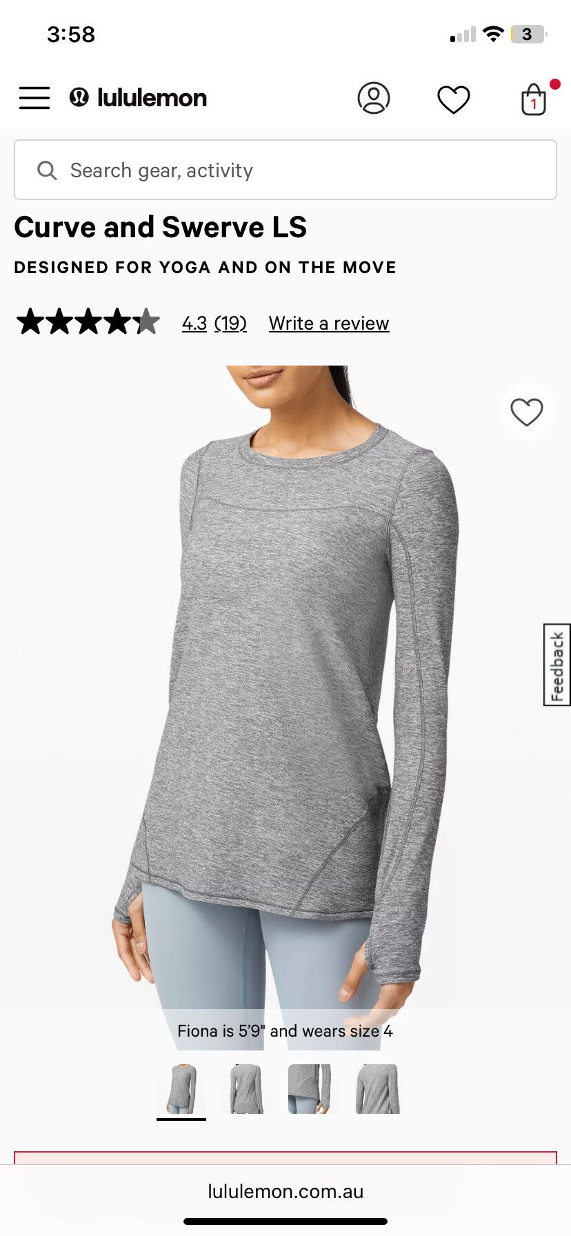 Lululemon Curve and Swerve LS Top
