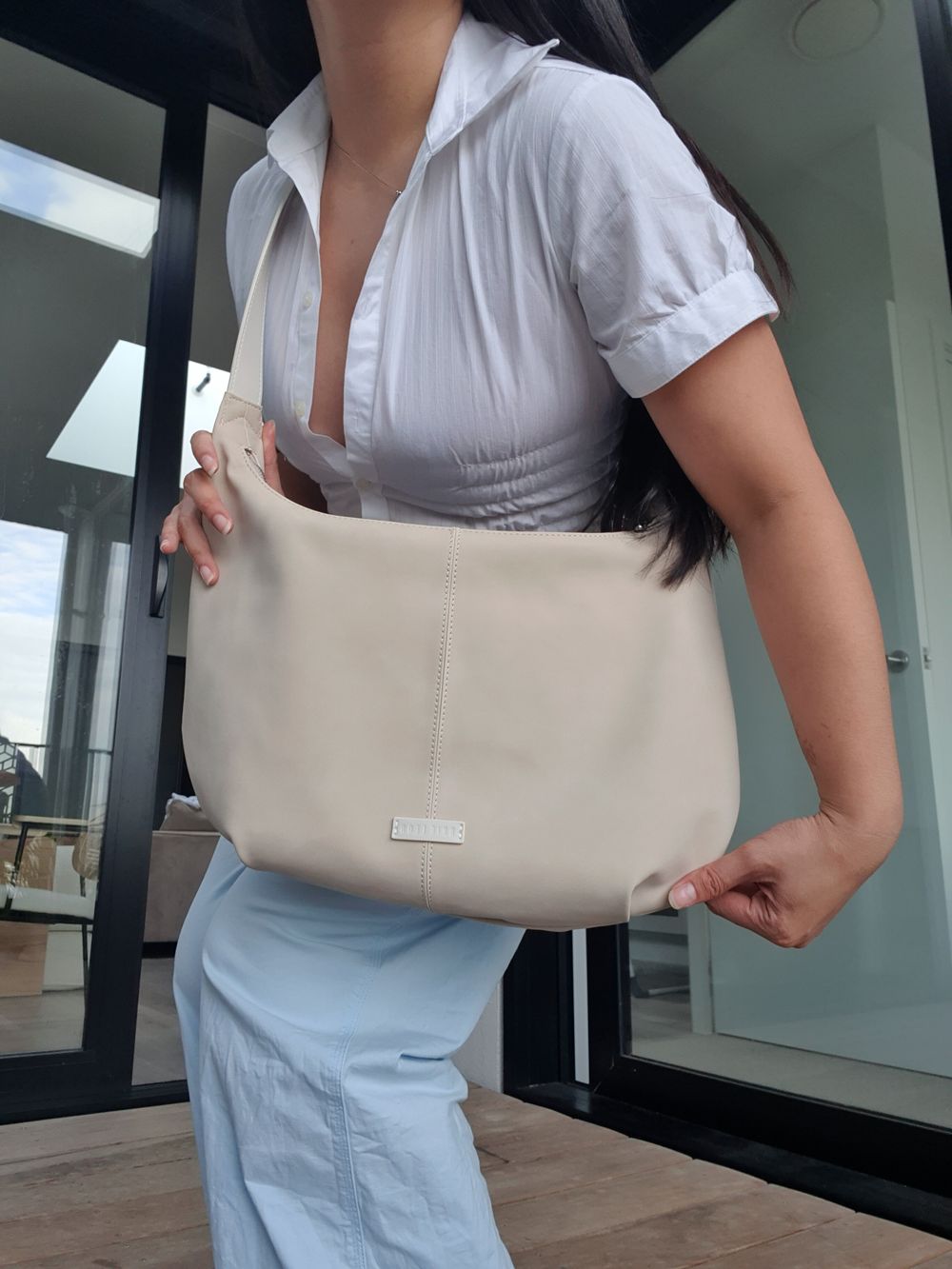 Brie Leon Cream Slouchy Bag
