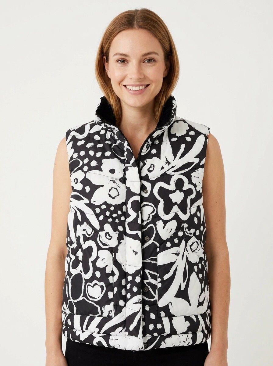 BNWT - Gorman REVERSIBLE Puffer Vest | Size 10 | Black & White Statement Print