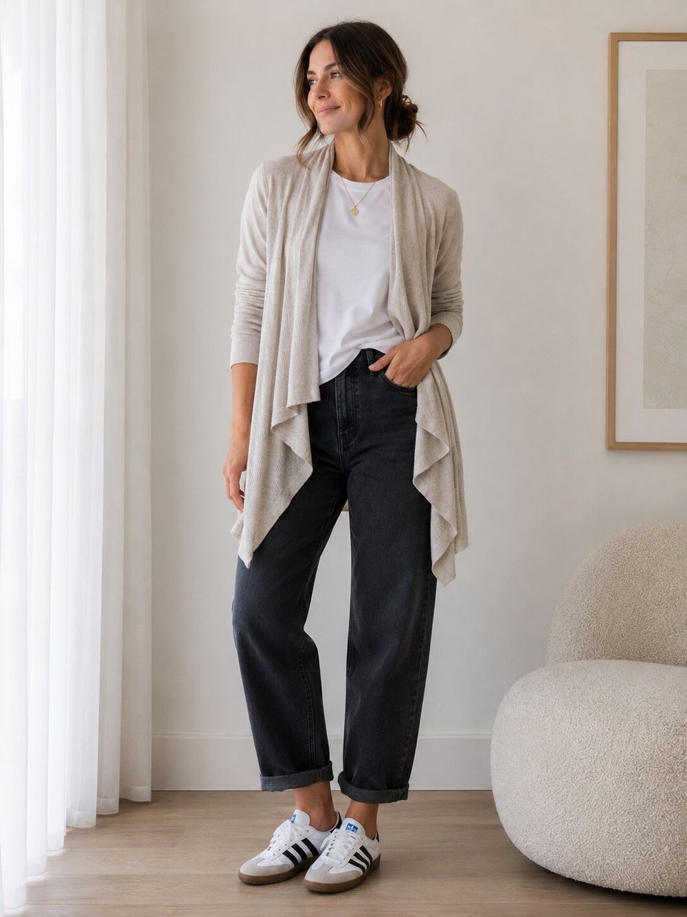 Witchery 100% Merino Wool Waterfall Cardigan | Capsule Wardrobe Winter Layering
