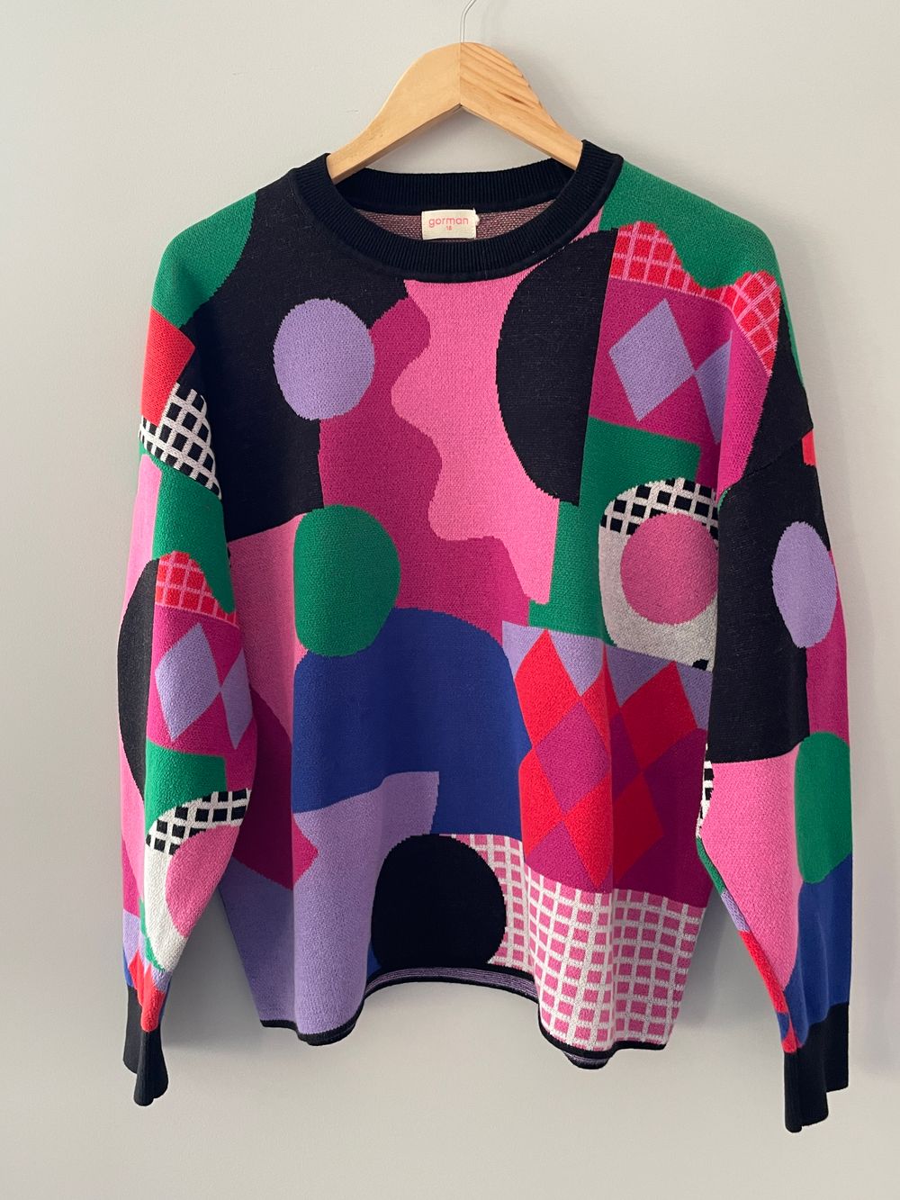 Gorman Abstract Geometric Knit Jumper Size 12 | Colourful Statement Sweater
