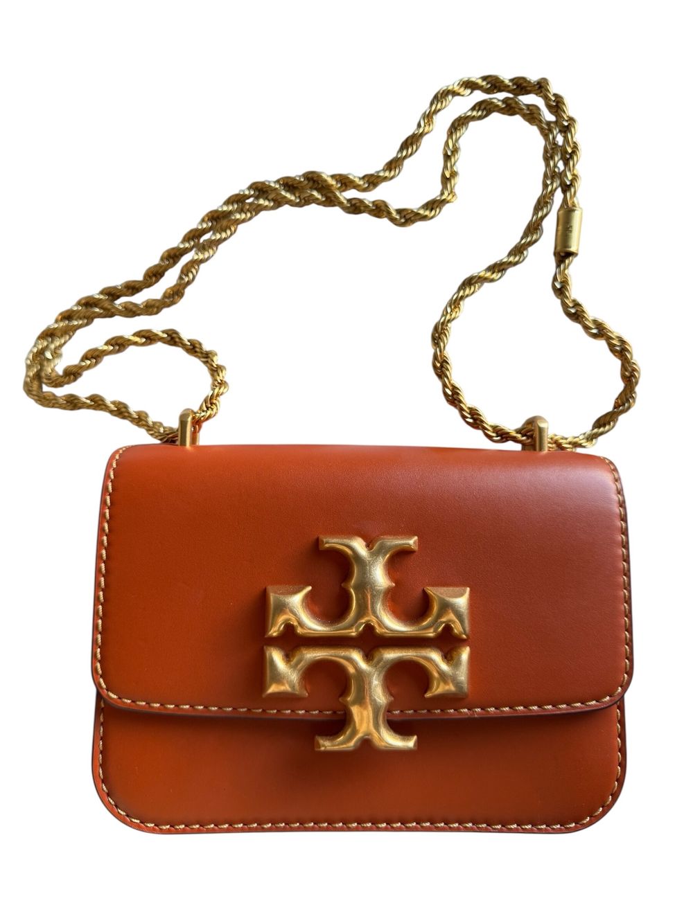 💎 Authentic Tory Burch Eleanor Small Convertible Shoulder Bag in Calfskin with Gold Hardware and Chain in Excellent Condition 9.8/10