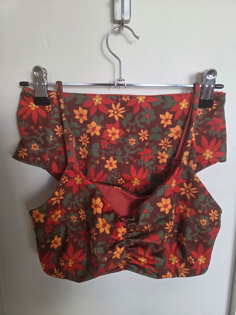Soulti Surf Reversible Dark Orange Floral Print Bikini Set