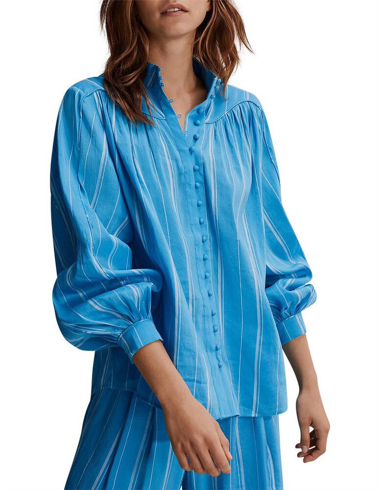 COUNTRY ROAD Blue Striped Silk Blend Shirt