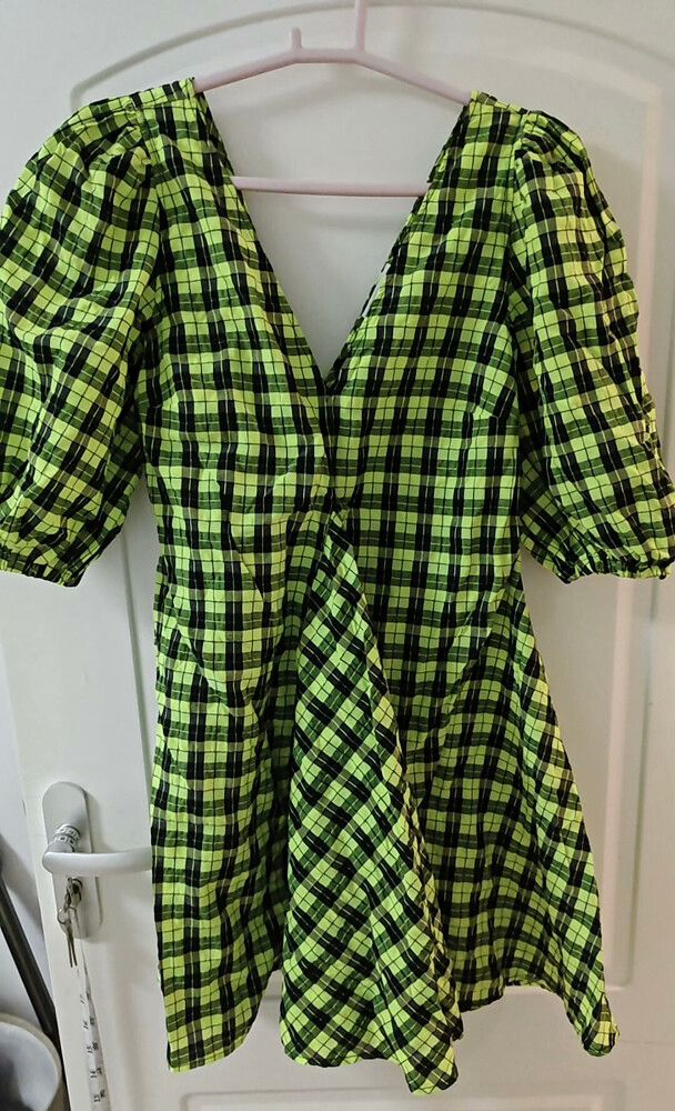 Ganni - Ganni Green Black Check Dress on Designer Wardrobe