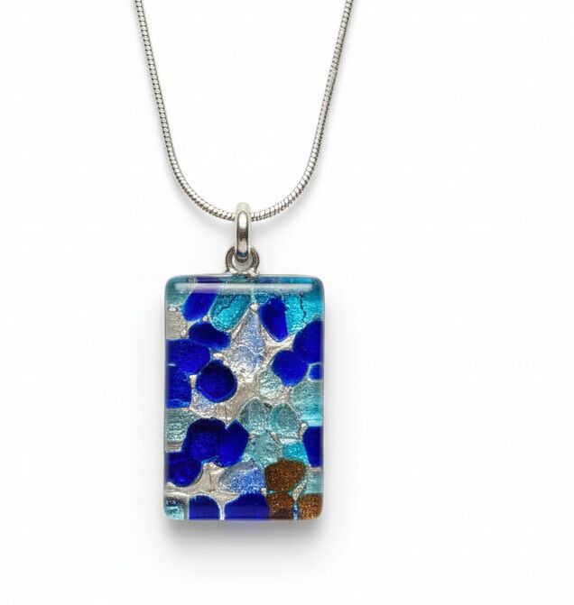 Handcrafted Blue Murano Glass Inspired Pendant Necklace