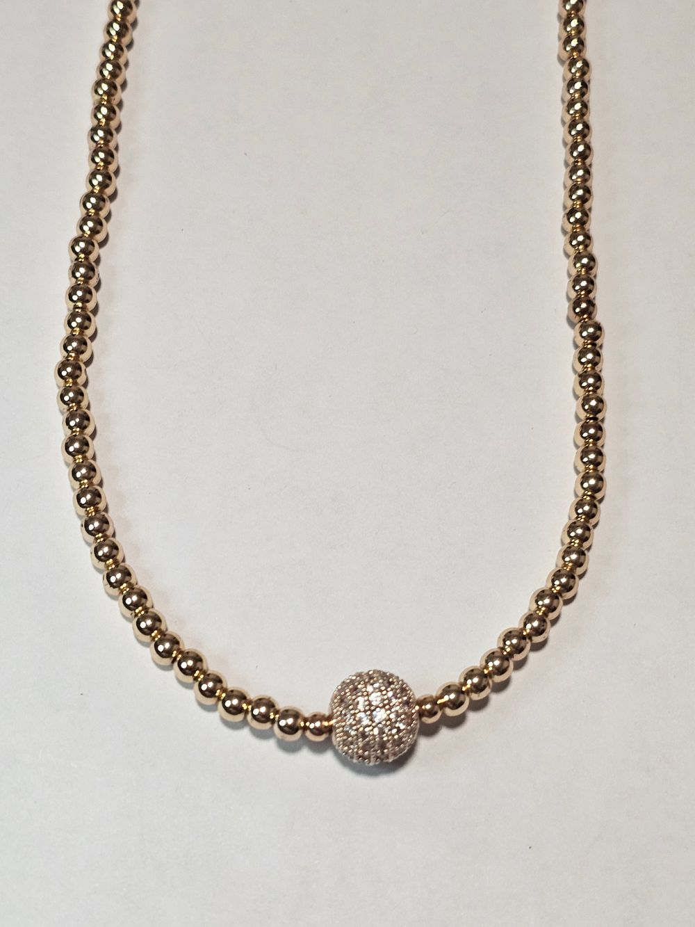 Golden Luster Pavé Sphere Necklace