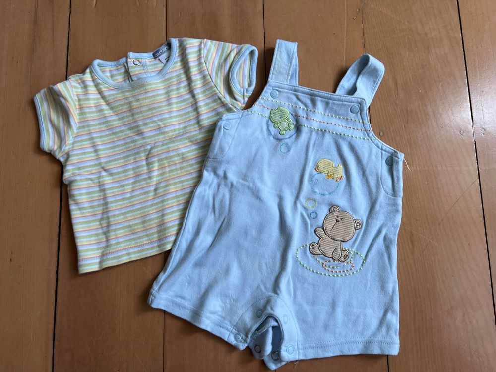 Adorable overalls with striped shirt
