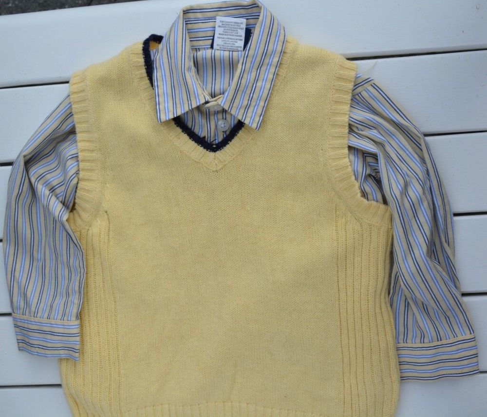 Striped Button Up Shirt with sweater vest