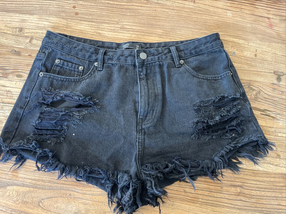 Glassons Black Distressed Denim Shorts